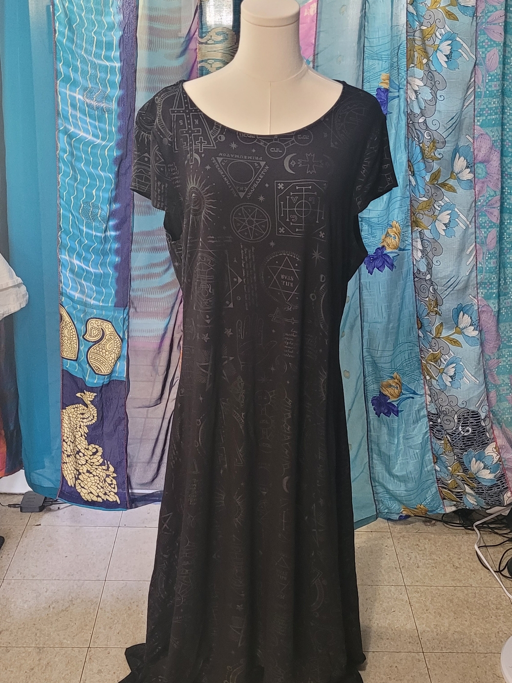 Killstar Unholy Sabbath Black Occult Print Maxi Dress 3X
